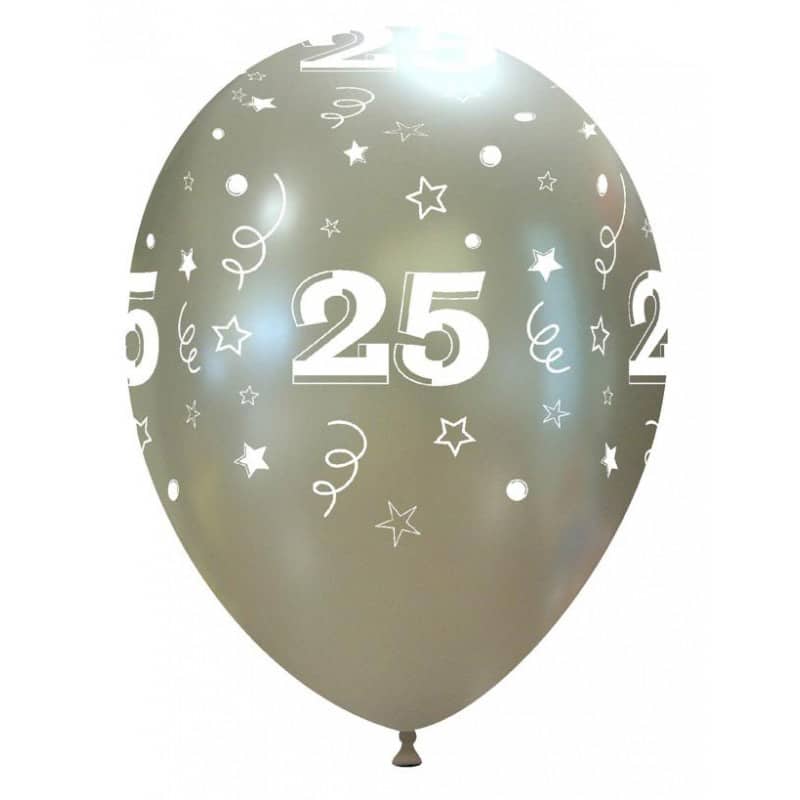 Latex ballonnen zilver verjaardag jubileum''25''(33cm) 10 st.