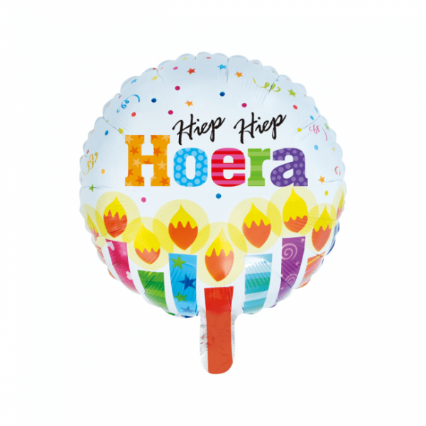 Folieballon verjaardag ''Hiep hiep hoera'' rond (46 cm)