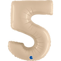Folieballon Satin cijfer 5 102 cm Crème