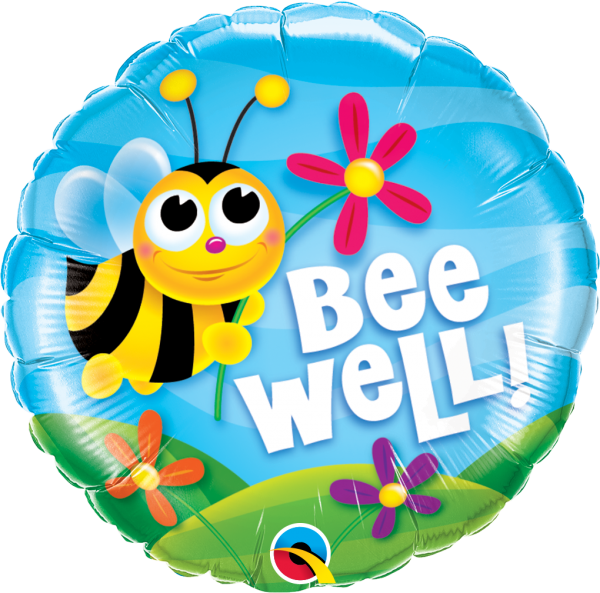 Folieballon beterschap ''Bee Well'' rond (46 cm)