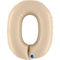Folieballon Satin cijfer 0 102 cm Crème