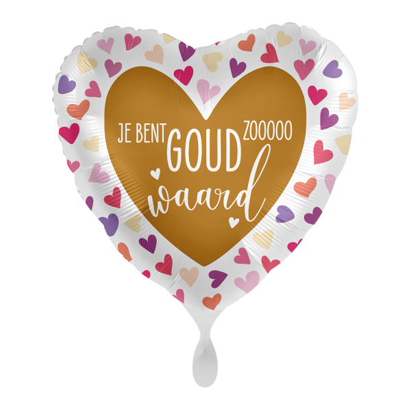 Folieballon "je bent goud waard" hart (43 cm)