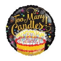 Folie ballon Too Many candels, 46cm