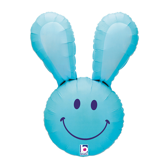 Folieballon blauw konijn smiley (94cm)