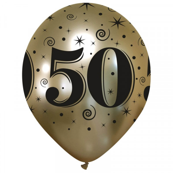 Latex ballonnen titanium goud ''50'' (33cm) 10 st.