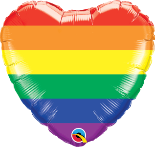 Folieballon met regenboog strepen hart (46 cm)